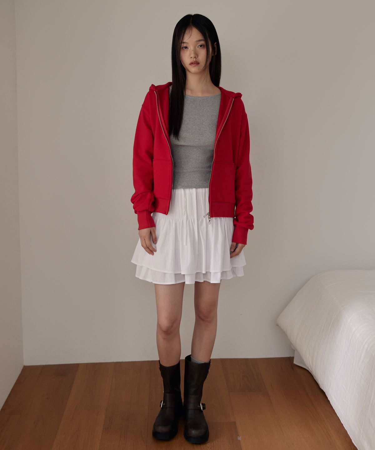 38컴온커먼(38COMEONCOMMON) Tiered Mini Skirts (White)