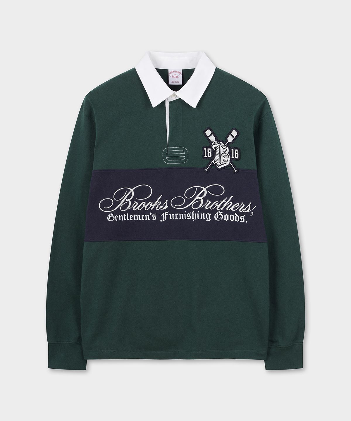브룩스 브라더스(BROOKS BROTHERS) [Heritage] 블럭킹 럭비셔츠 (그린) (BBNTMB152AIFS)