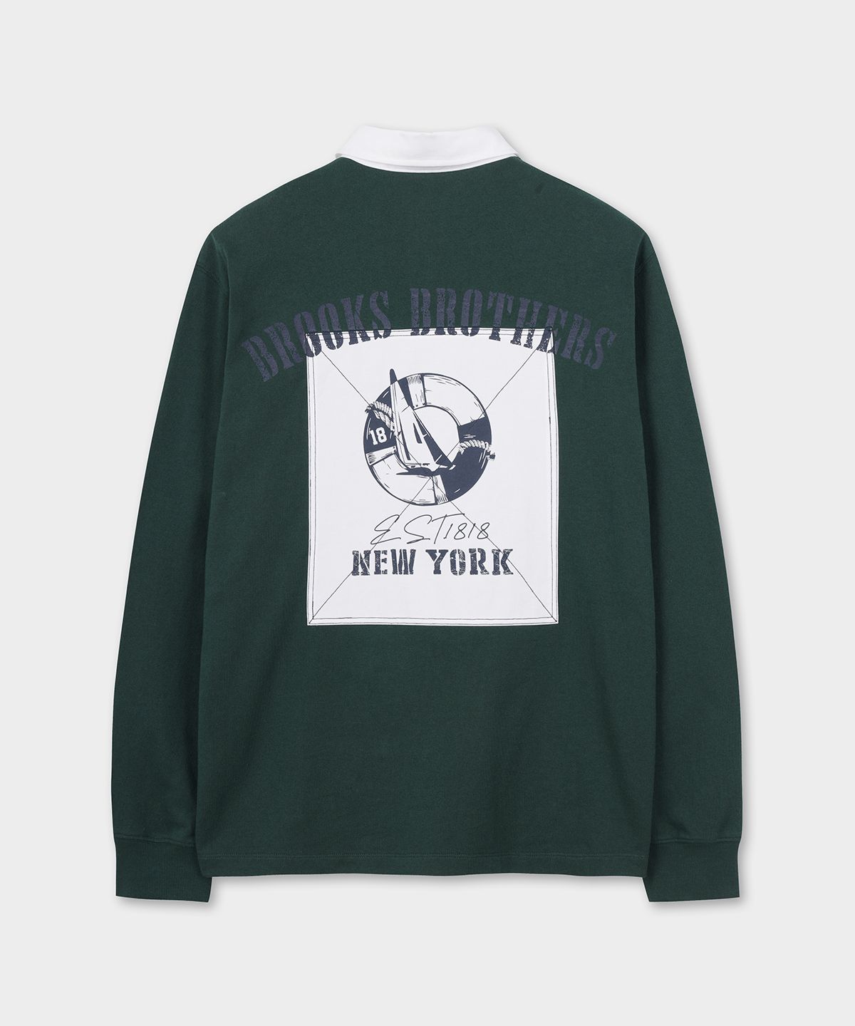 브룩스 브라더스(BROOKS BROTHERS) [Heritage] 블럭킹 럭비셔츠 (그린) (BBNTMB152AIFS)
