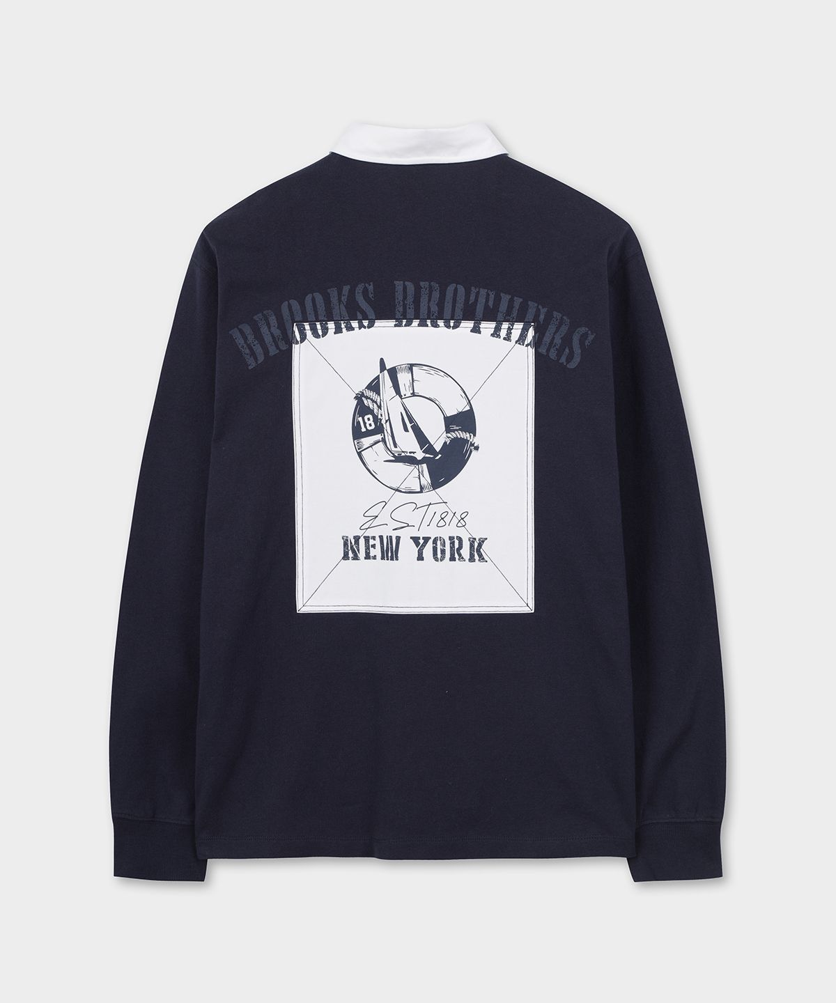 브룩스 브라더스(BROOKS BROTHERS) [Heritage] 블럭킹 럭비셔츠 (네이비) (BBNTMB152AQFS)