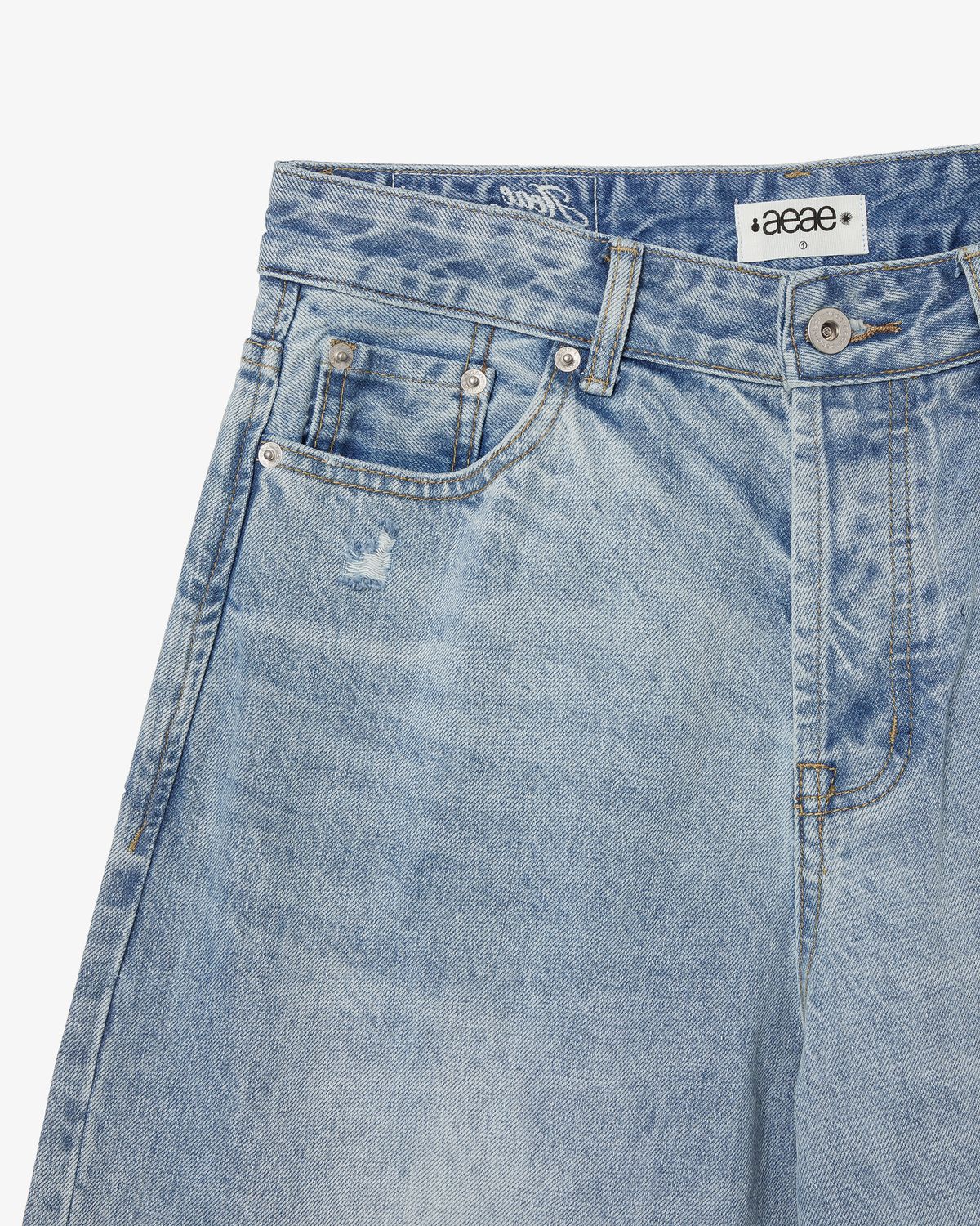 에이이에이이(AEAE) CHECK PATCHWORK DENIM PANTS [LIGHT BLUE]