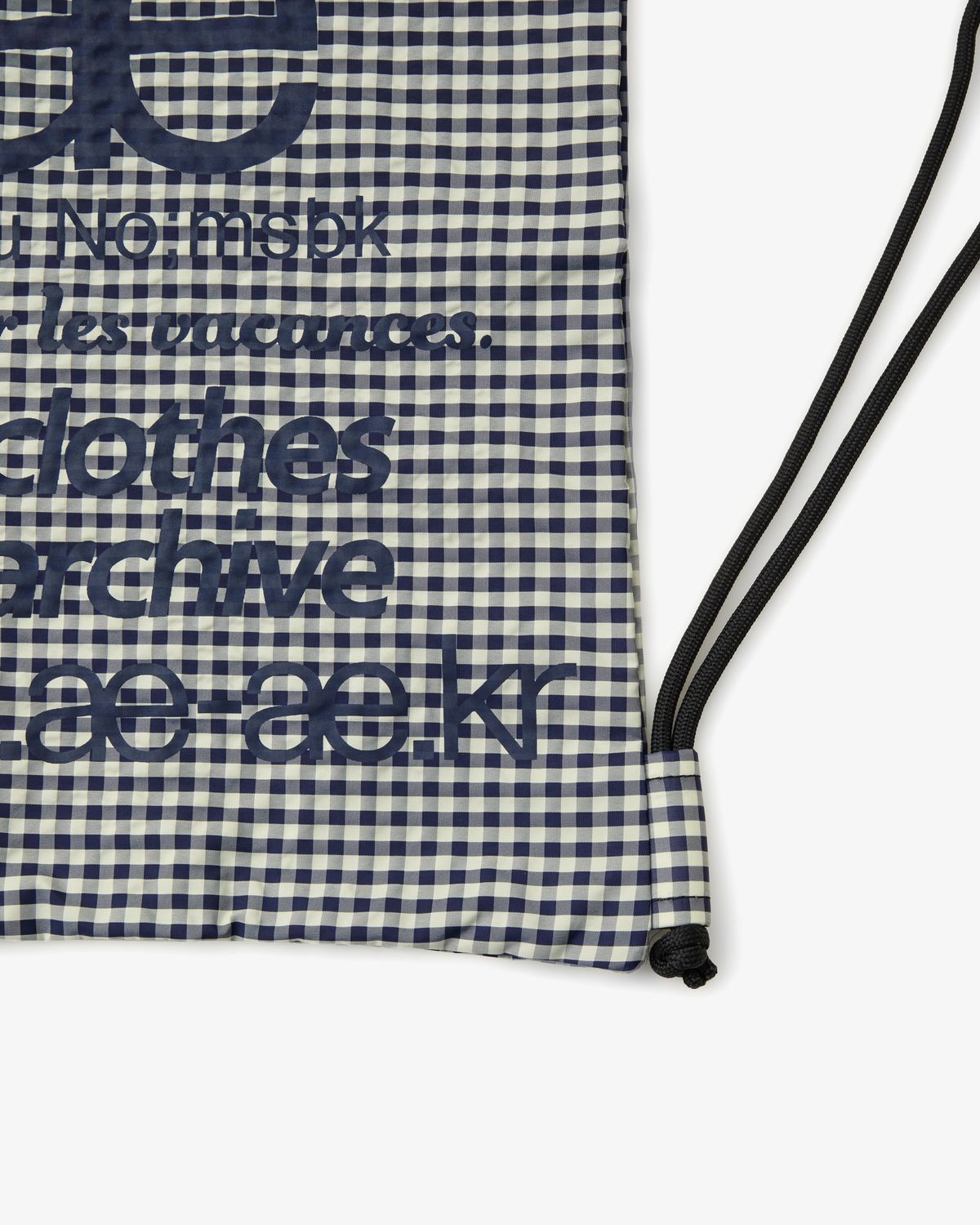에이이에이이(AEAE) WEB LOGO CHECK GYM SACK [BLUE]