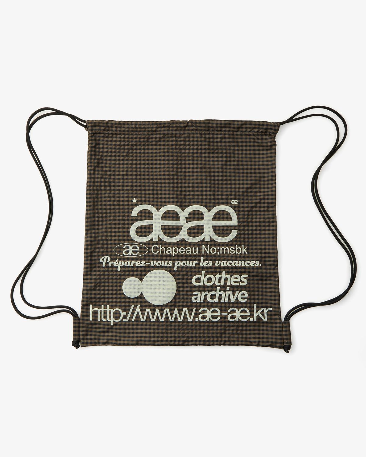 에이이에이이(AEAE) WEB LOGO CHECK GYM SACK [BROWN]