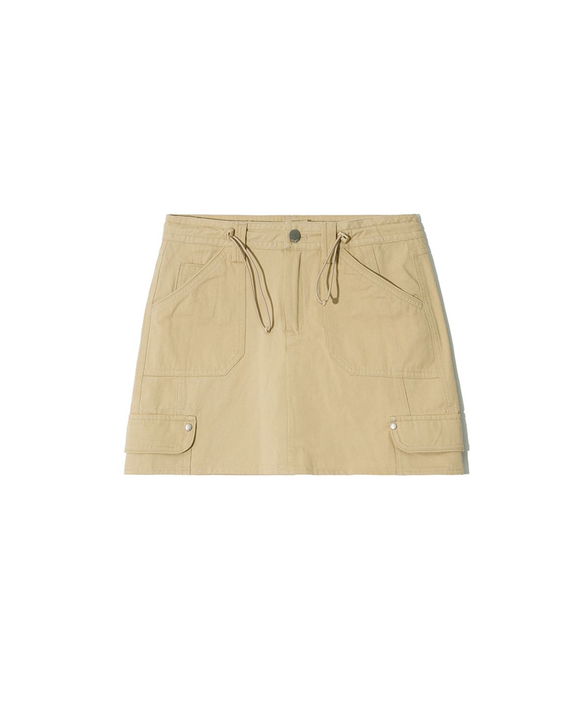 렌세(RENSE) Piping Fake Cargo Mini Skirt Beige