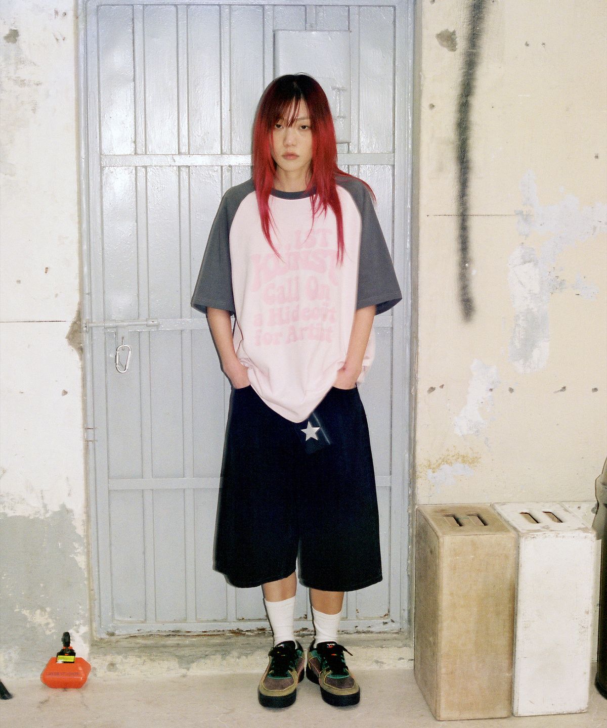 이스트쿤스트(ISTKUNST) HIDEOUT RAGLAN TEE_PINK(IK2EMMT503A)