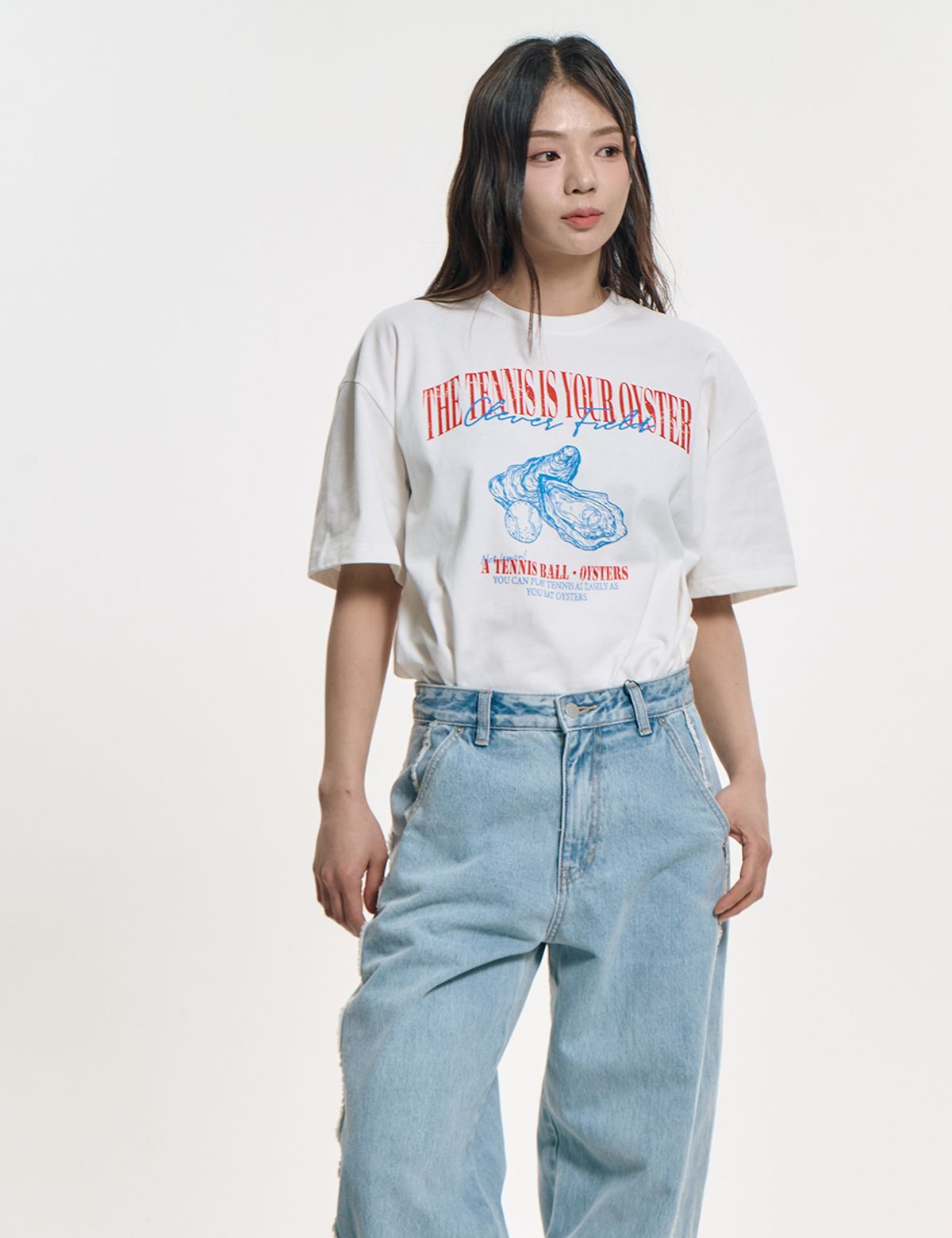클레버필드(CLEVER FIELD) 오이스터 그래픽 티셔츠_오프화이트
