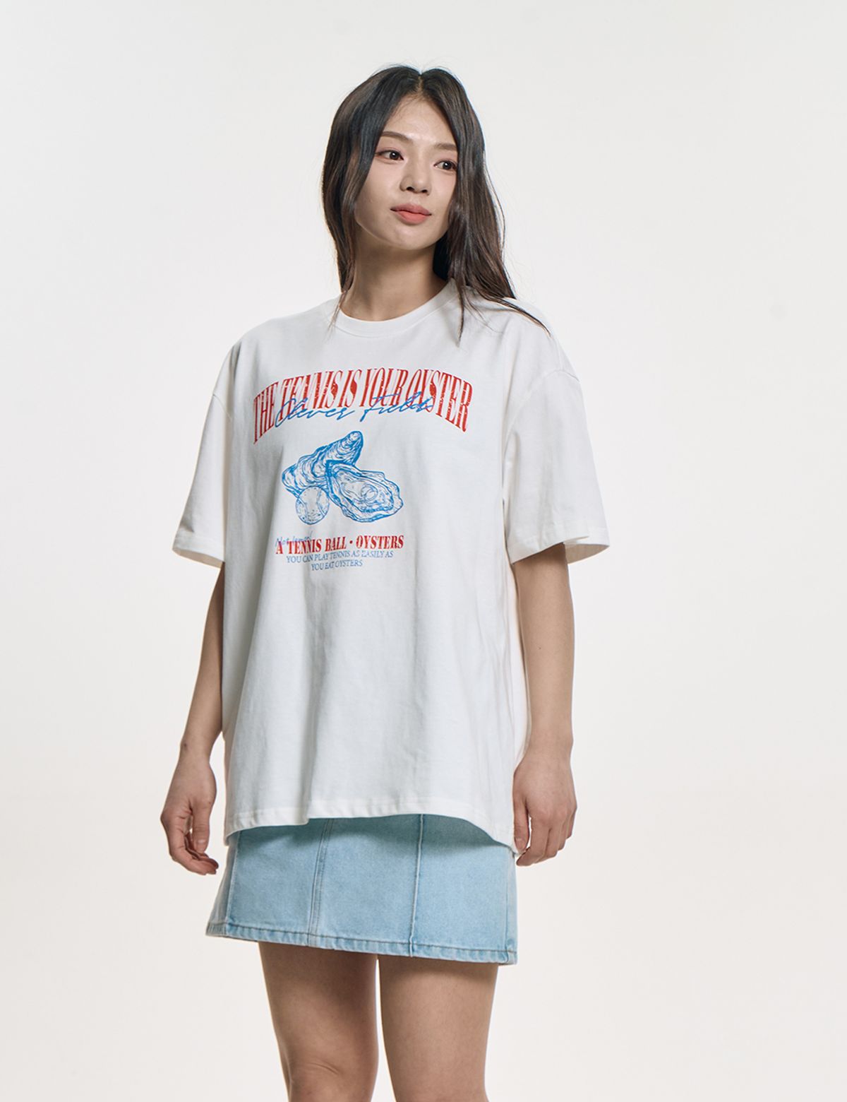 클레버필드(CLEVER FIELD) 오이스터 그래픽 티셔츠_오프화이트