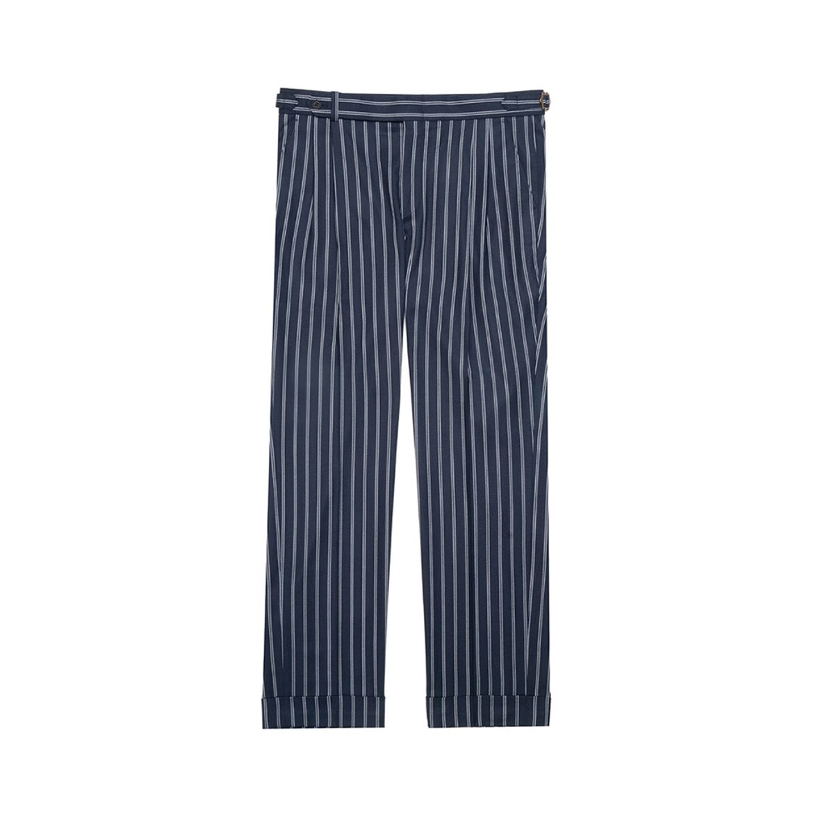 올클래식(ALLCLASSIC) ALCPT010 테일러드 투플릿츠 팬츠_navy stripe