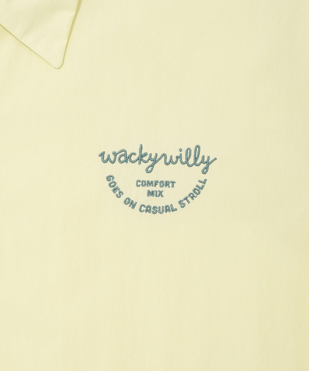 와키윌리(WACKY WILLY) 우먼스 로고자수 코튼 반팔 셔츠 옐로우