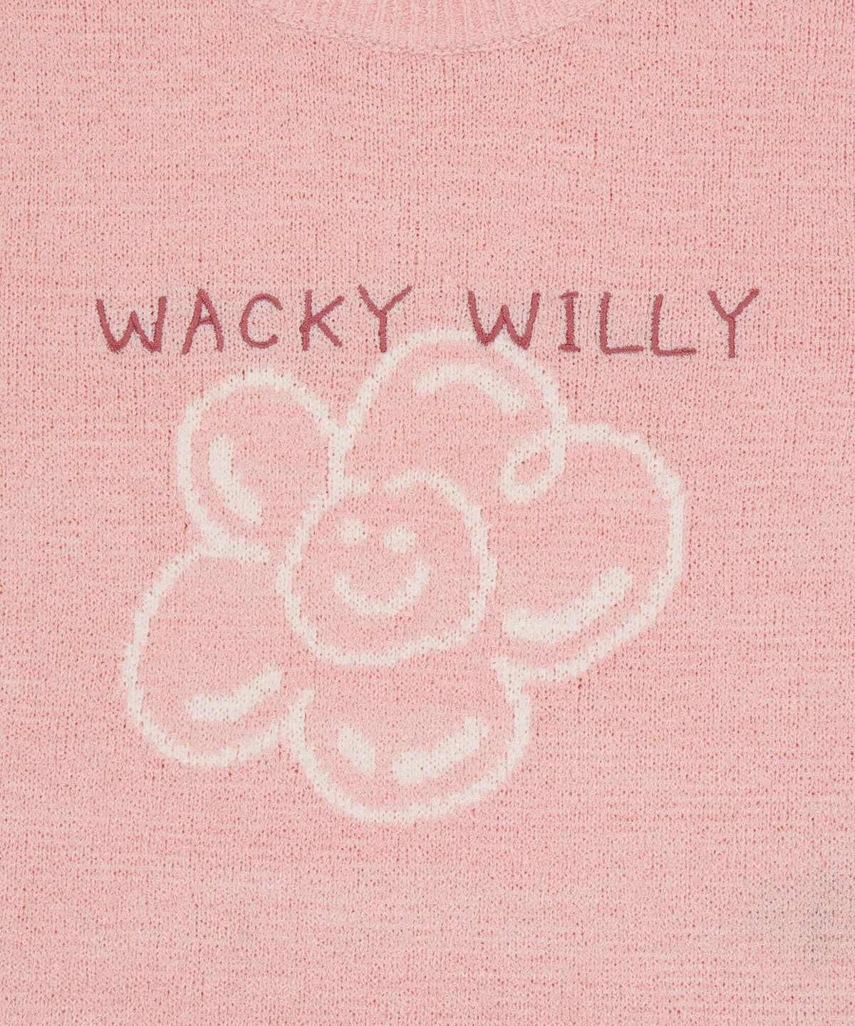 와키윌리(WACKY WILLY) 우먼스 릴리 그래픽 반팔 니트 핑크