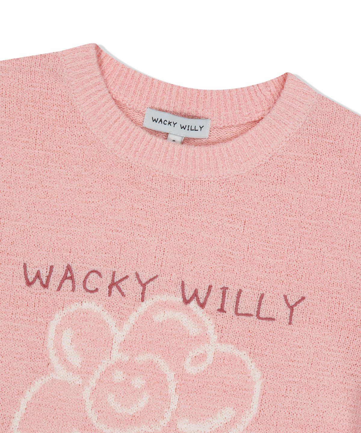 와키윌리(WACKY WILLY) 우먼스 릴리 그래픽 반팔 니트 핑크