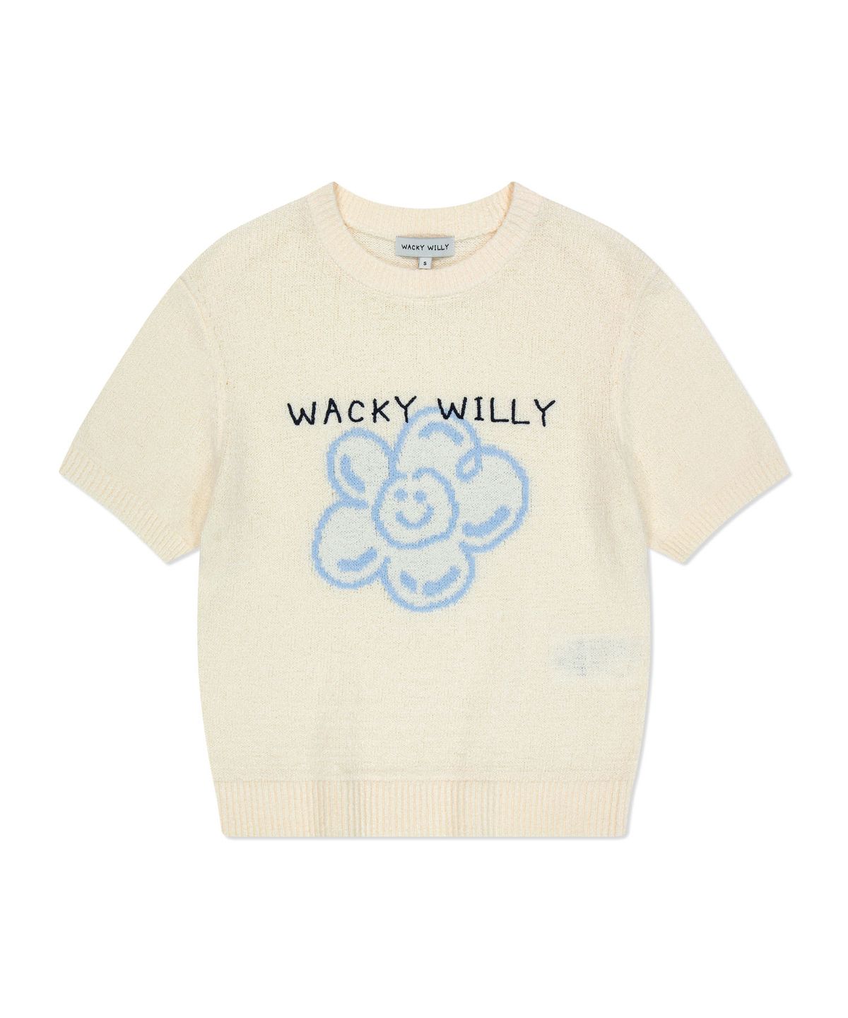 와키윌리(WACKY WILLY) 우먼스 릴리 그래픽 반팔 니트 크림