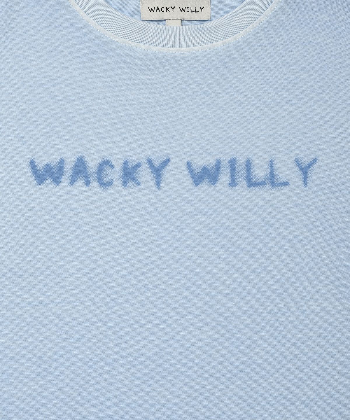 와키윌리(WACKY WILLY) 우먼스 피그먼트 세미크롭 반팔티셔츠 스카이블루