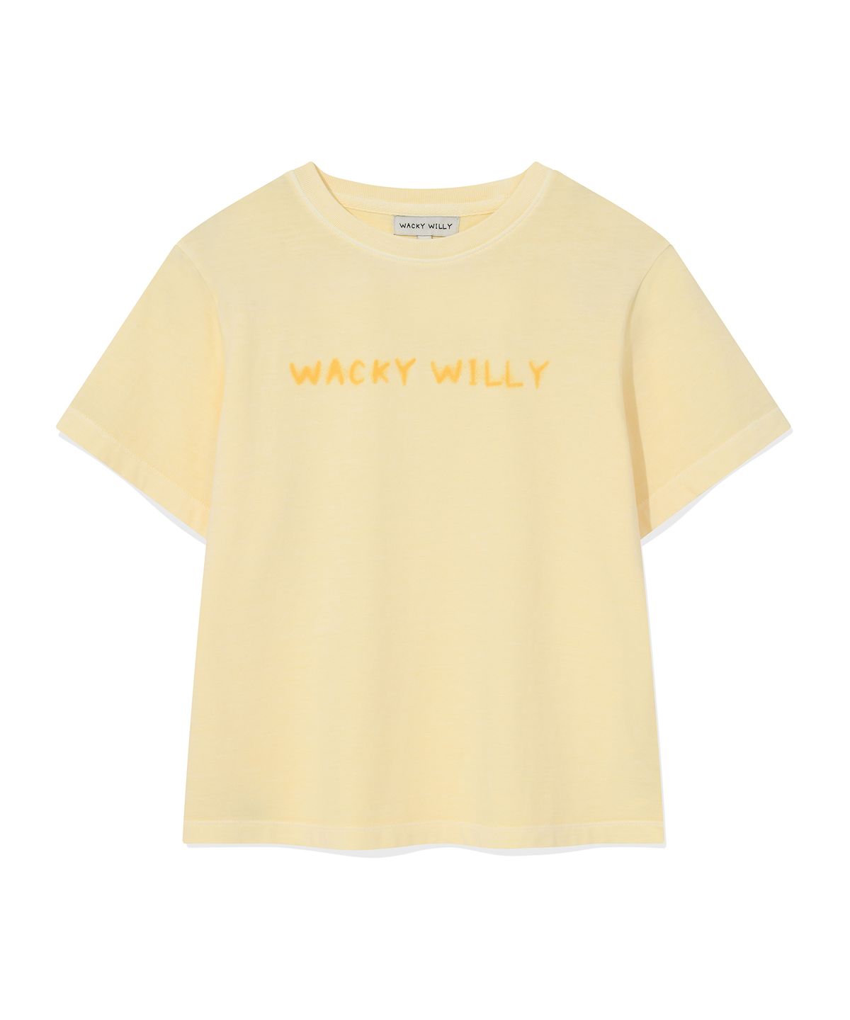 와키윌리(WACKY WILLY) 우먼스 피그먼트 세미크롭 반팔티셔츠 옐로우