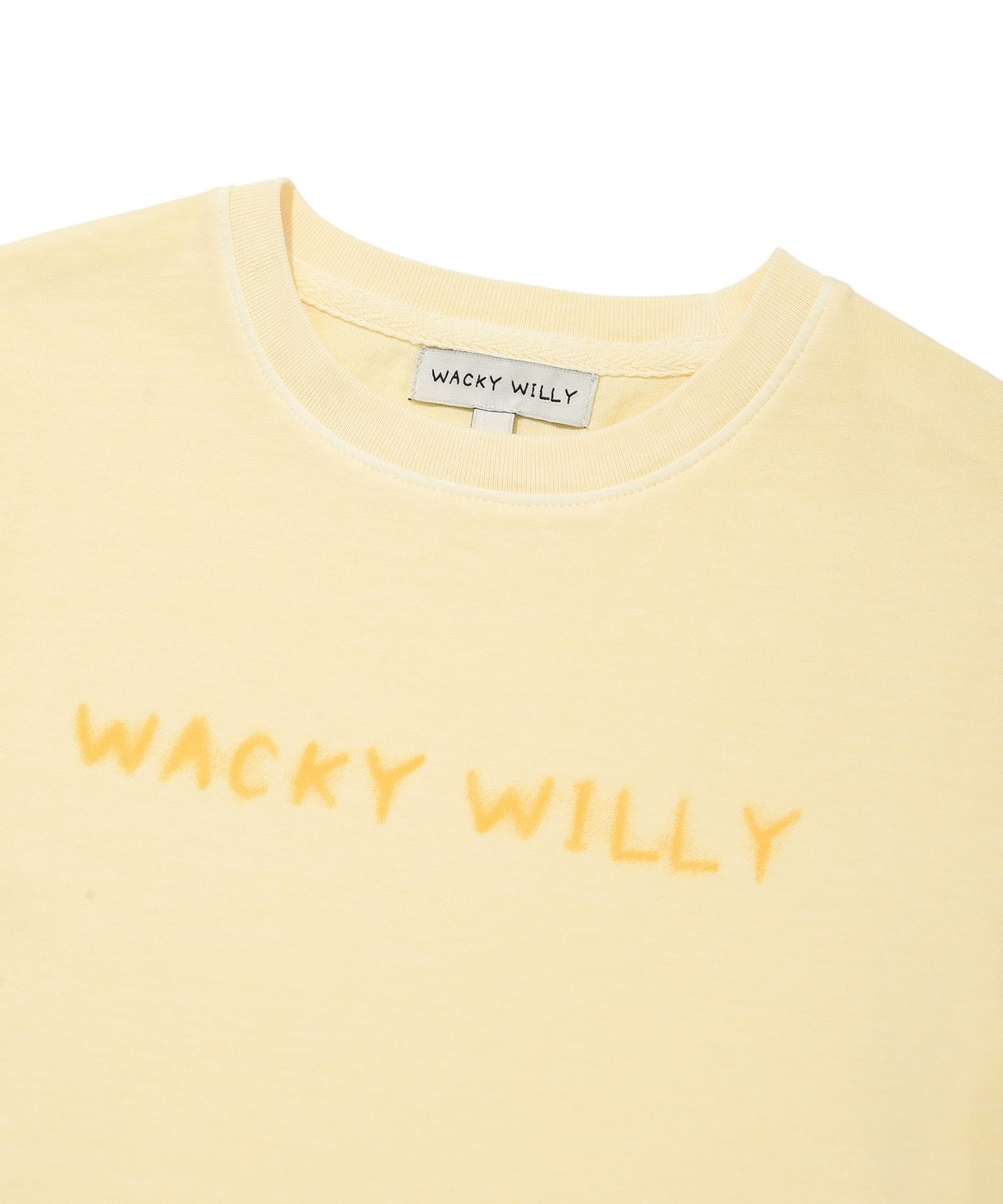 와키윌리(WACKY WILLY) 우먼스 피그먼트 세미크롭 반팔티셔츠 옐로우