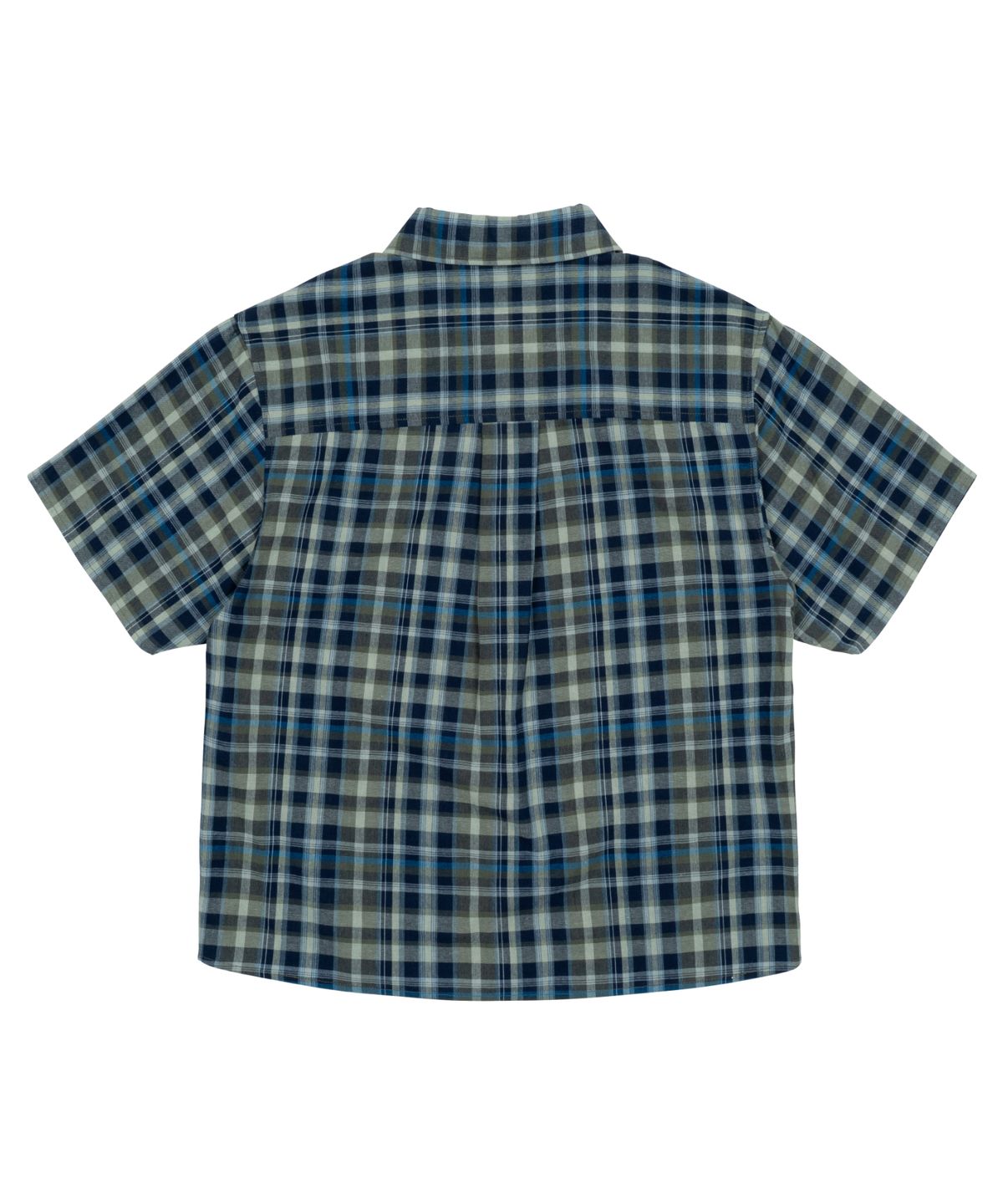 더콜디스트모먼트(THECOLDESTMOMENT) TCM mini logo check half shirts (blue)
