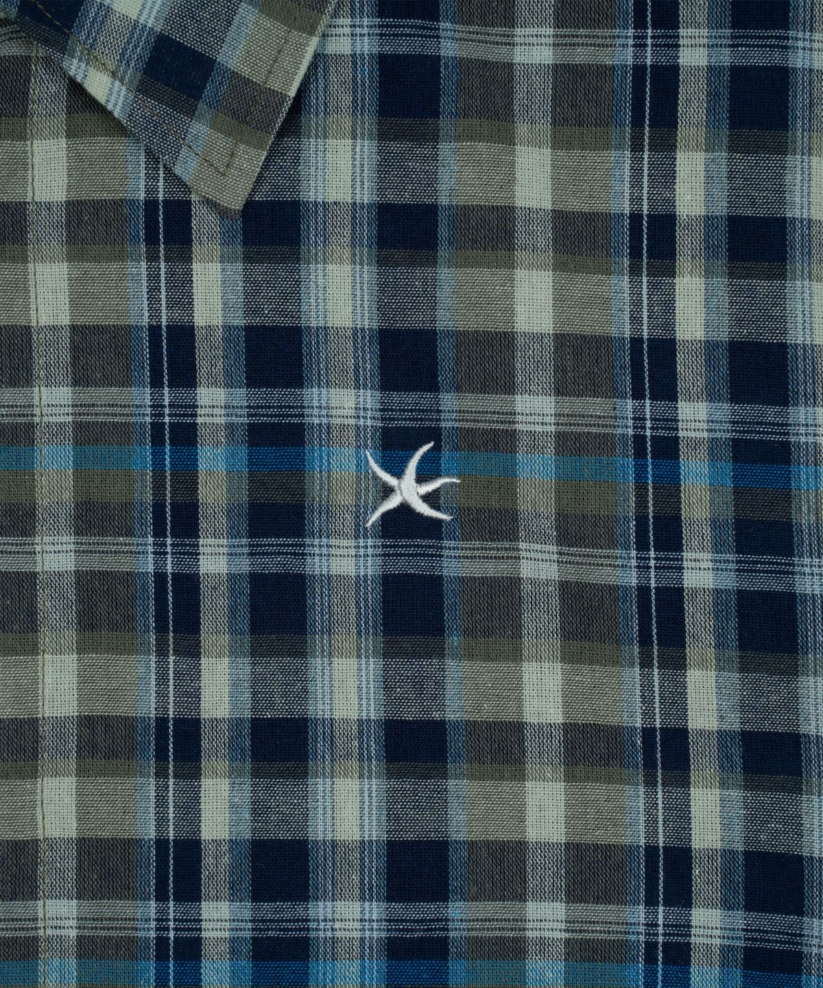 더콜디스트모먼트(THECOLDESTMOMENT) TCM mini logo check half shirts (blue)