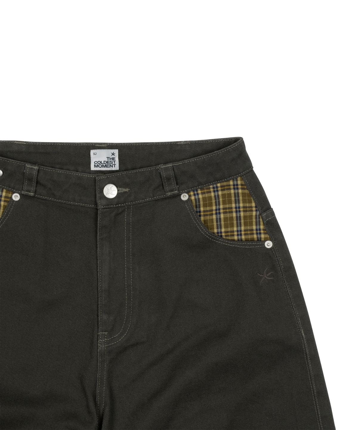 더콜디스트모먼트(THE COLDEST MOMENT) TCM check pocket half pants (charcoal)