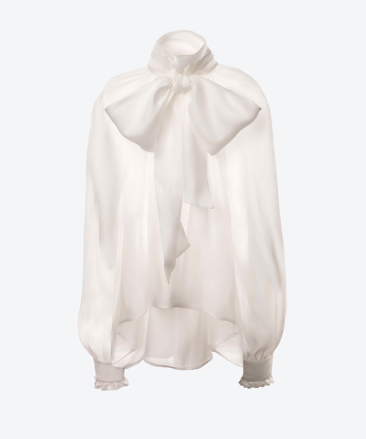 언티지(UNTAGE) 시스루 푸시 보우 블라우스(White)_UTS-FS41