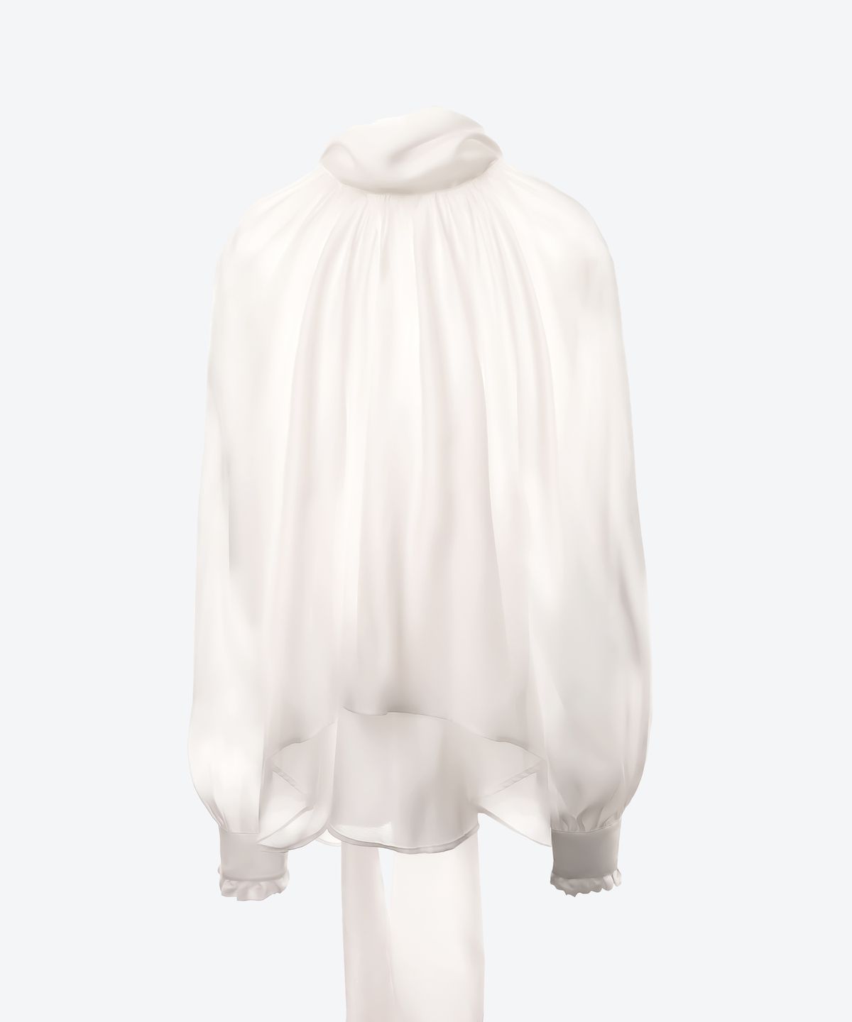 언티지(UNTAGE) 시스루 푸시 보우 블라우스(White)_UTS-FS41