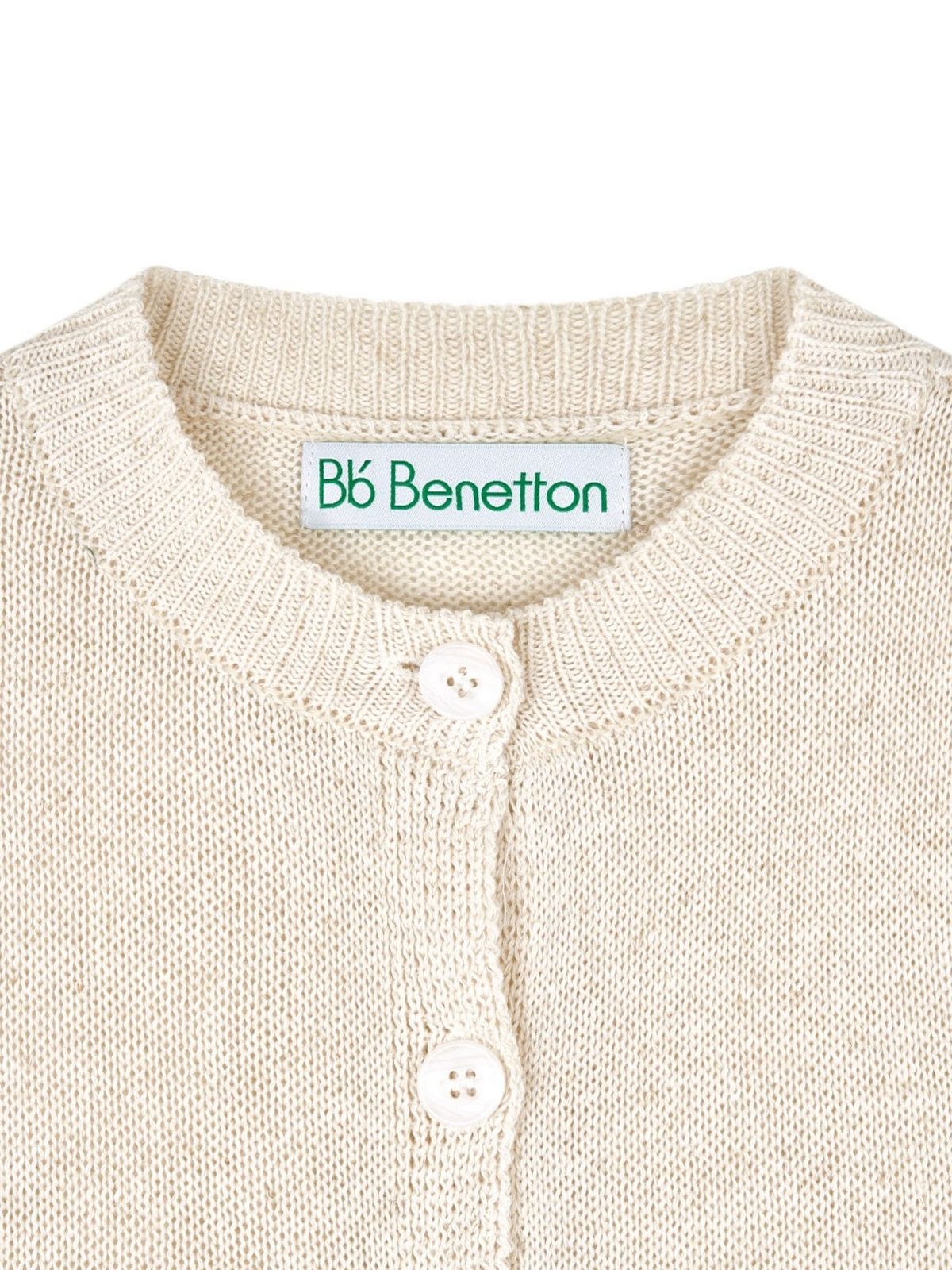 비플랫 베네통(Bb' BENETTON) 크롭 하프 니트 가디건 (Cream)