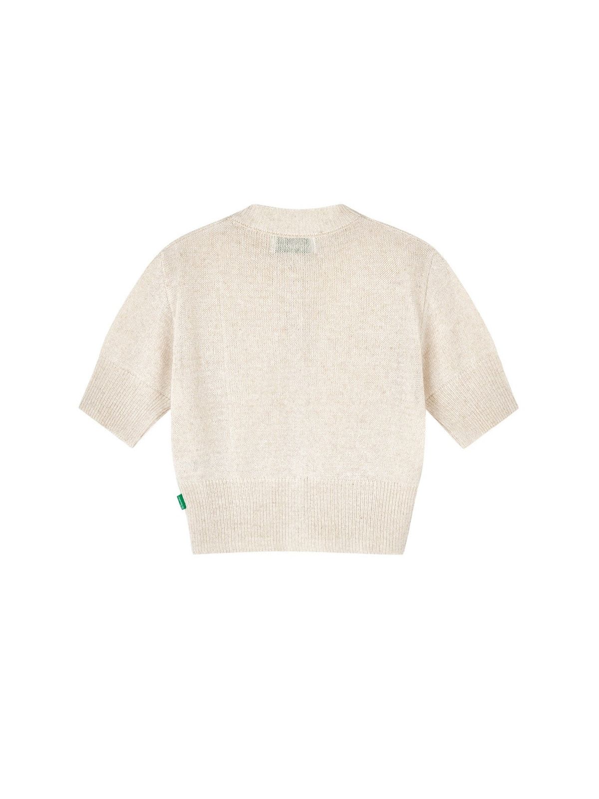 비플랫 베네통(Bb' BENETTON) 크롭 하프 니트 가디건 (Cream)