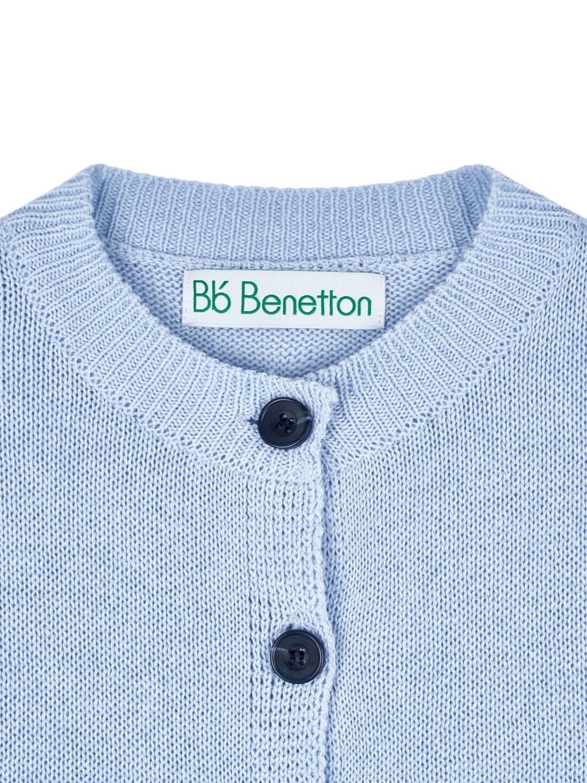 비플랫 베네통(Bb' BENETTON) 크롭 하프 니트 가디건 (Sky Blue)