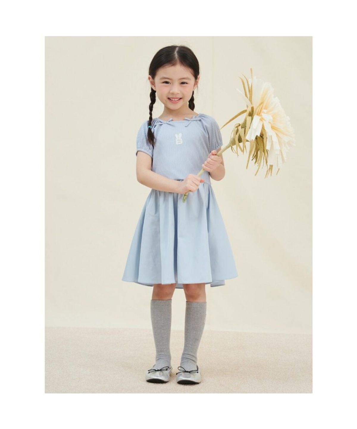 빈폴 키즈(BEANPOLE KIDS) 러블리 골지 화섬 믹스원피스  라이트 그레이 (BI5371G062)