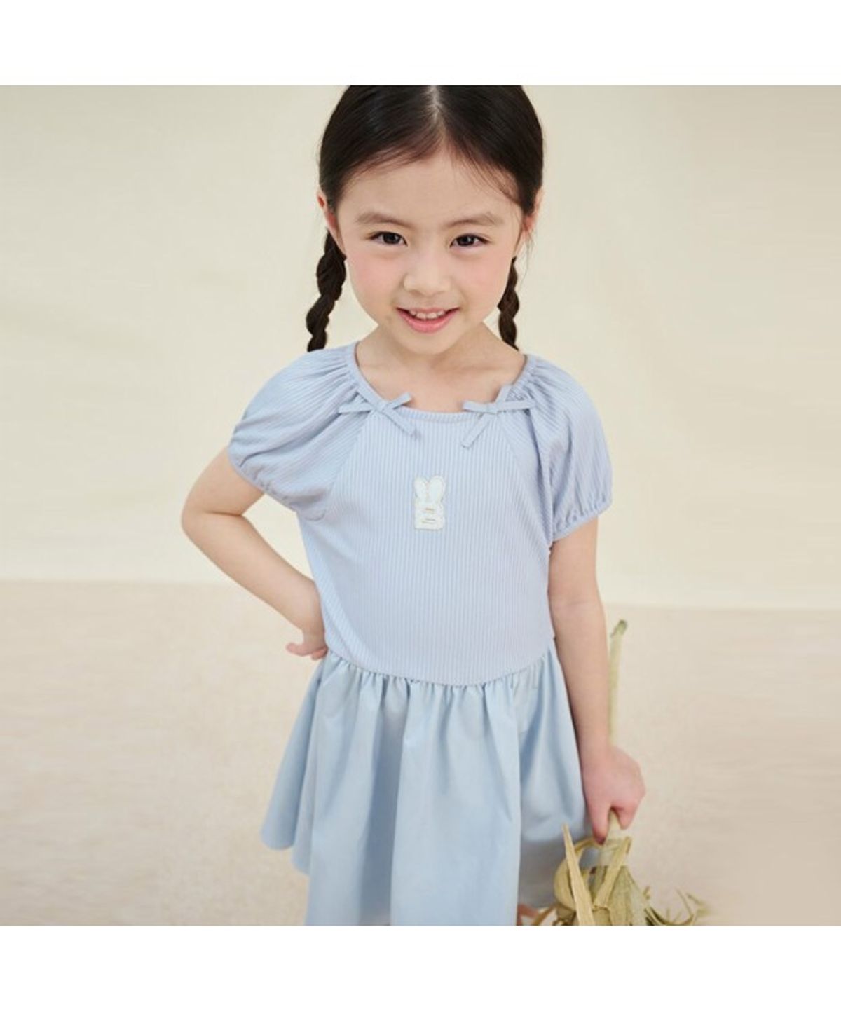 빈폴 키즈(BEANPOLE KIDS) 러블리 골지 화섬 믹스원피스  라이트 그레이 (BI5371G062)