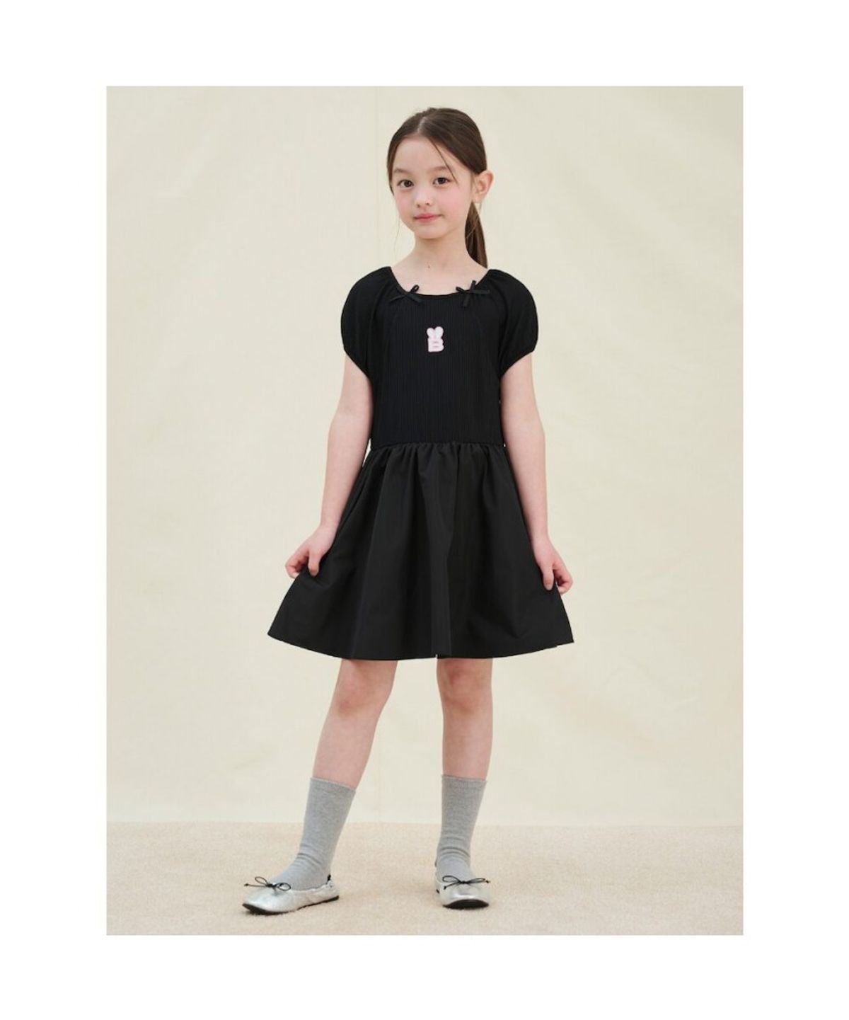 빈폴 키즈(BEANPOLE KIDS) 러블리 골지 화섬 믹스원피스  블랙 (BI5371G065)
