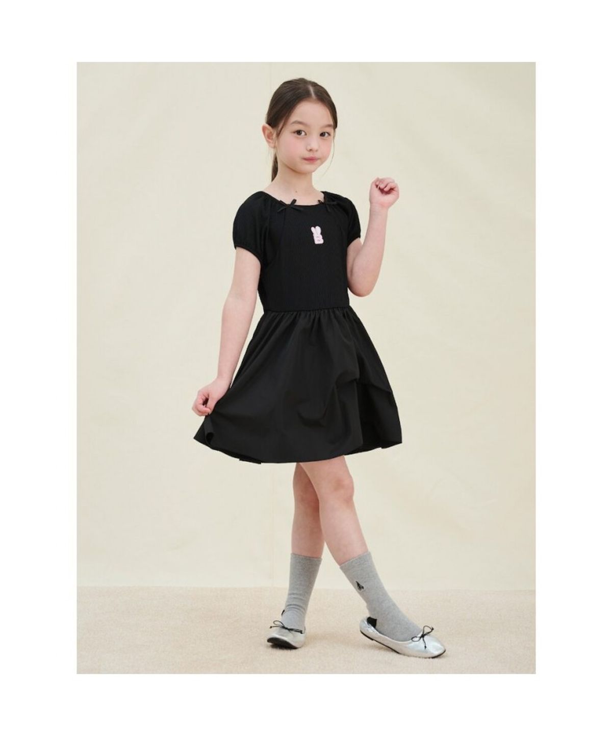 빈폴 키즈(BEANPOLE KIDS) 러블리 골지 화섬 믹스원피스  블랙 (BI5371G065)