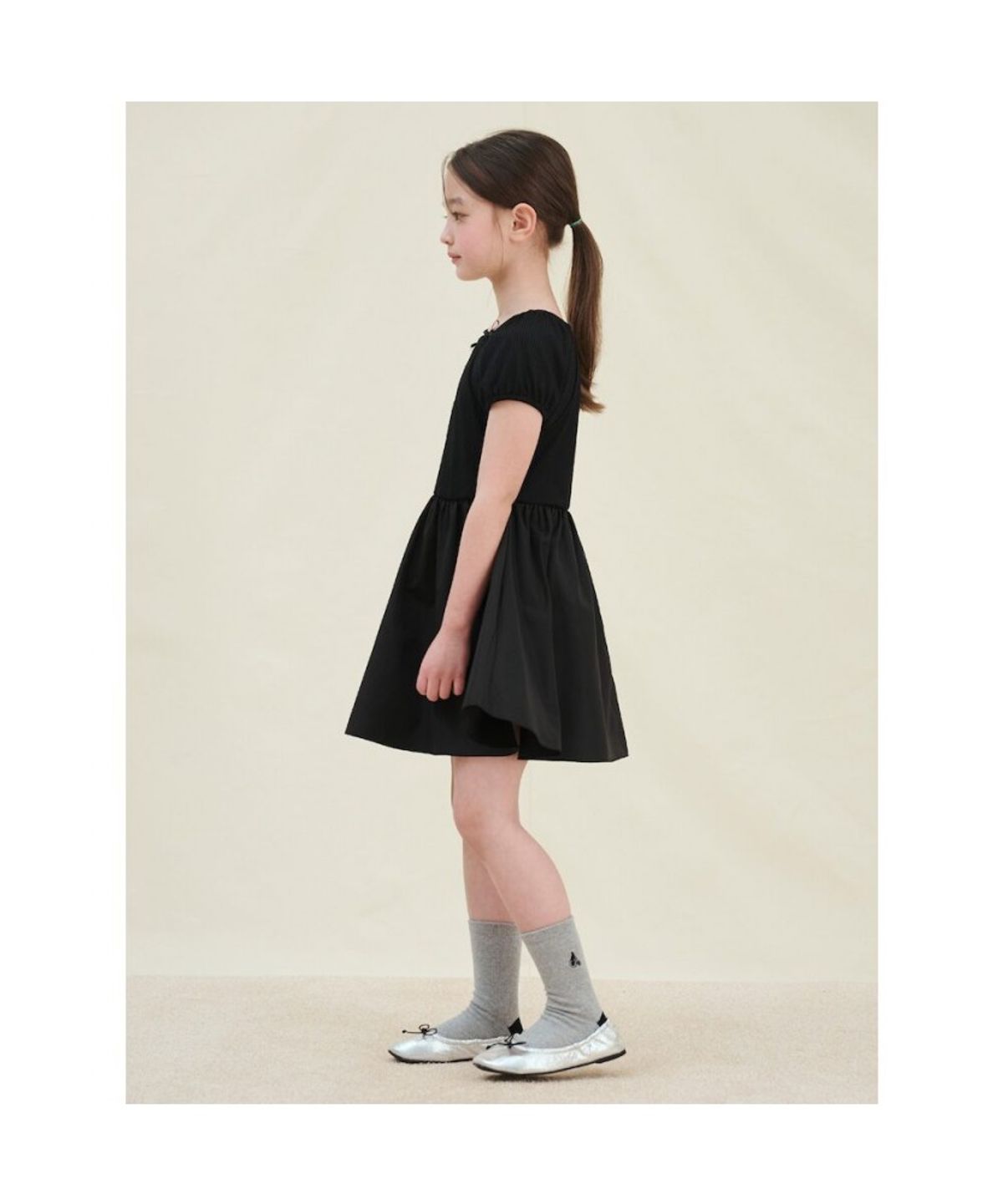 빈폴 키즈(BEANPOLE KIDS) 러블리 골지 화섬 믹스원피스  블랙 (BI5371G065)