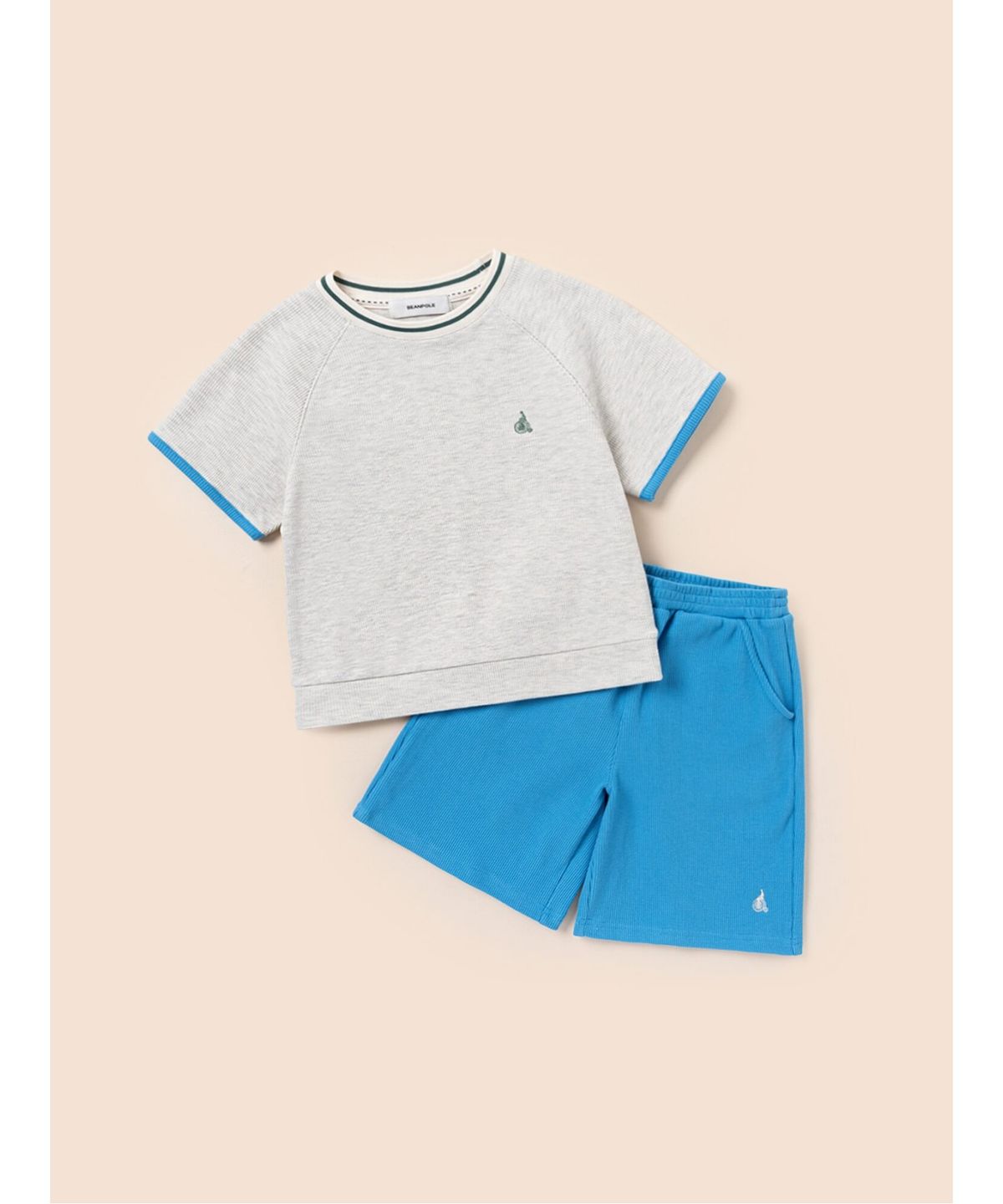 빈폴 키즈(BEANPOLE KIDS) 와플 반팔 티셔츠 반바지 상하세트  베이지 (BI5342U07A)