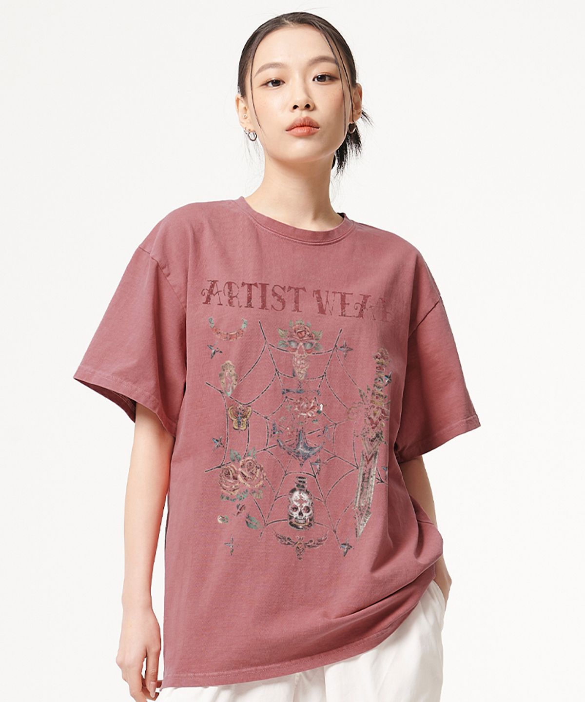 아티스트웨어(ARTISTWEAR) [ATW] 빈티지스쿨 피그먼트 반팔티