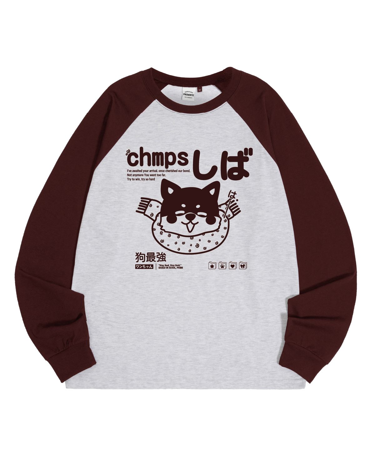 본챔스(BORN CHAMPS) [5 COLORS] CHMPS SHIBA 래글런 오버핏 롱 슬리브 B25ST35