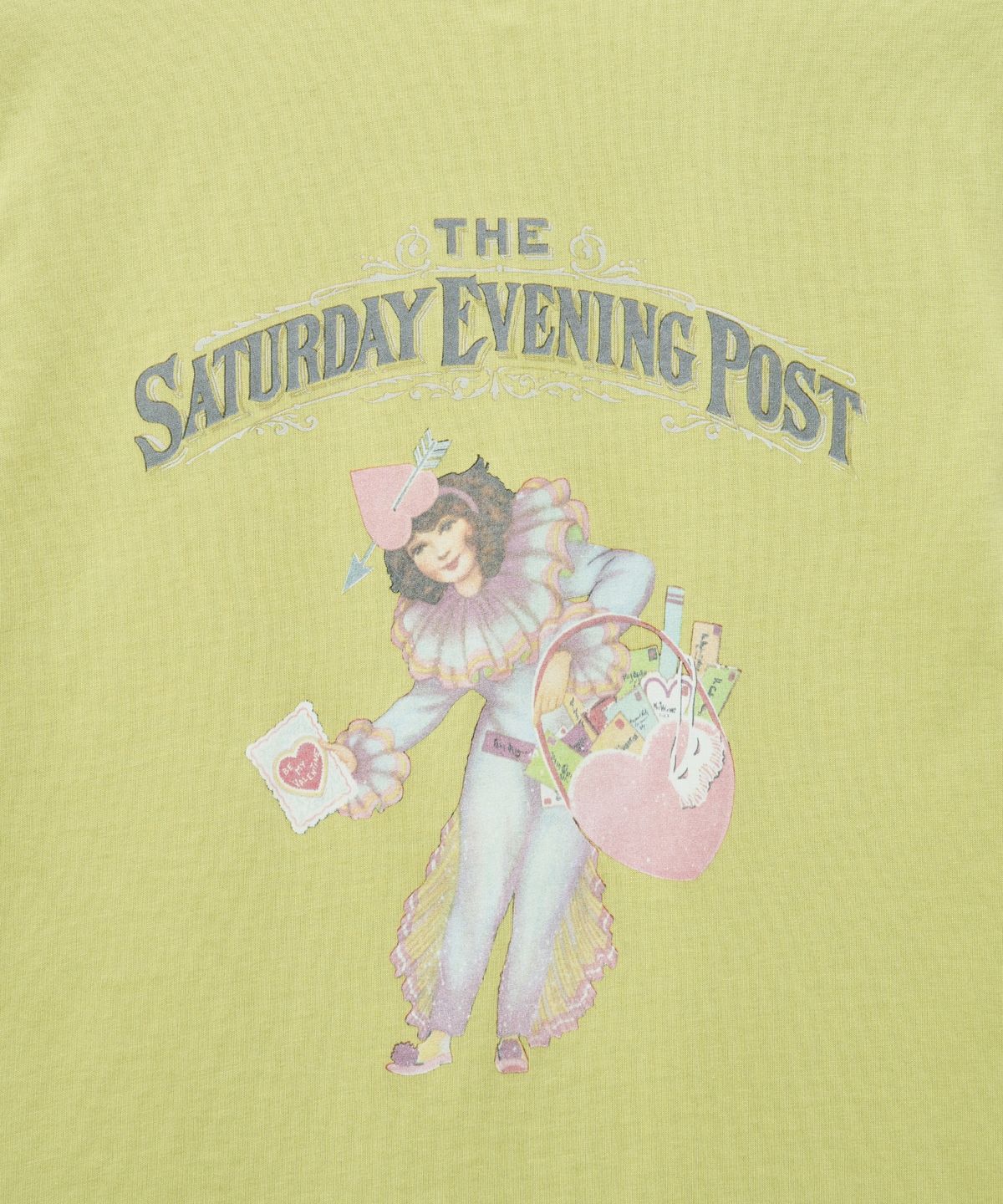 더 새터데이 이브닝 포스트(THE SATURDAY EVENING POST) Retro Heart T-Shirt_Lime