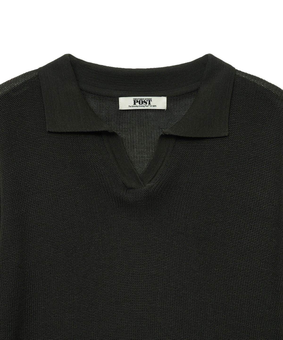 더 새터데이 이브닝 포스트(THE SATURDAY EVENING POST) Crop Polo Knit_Charcoal