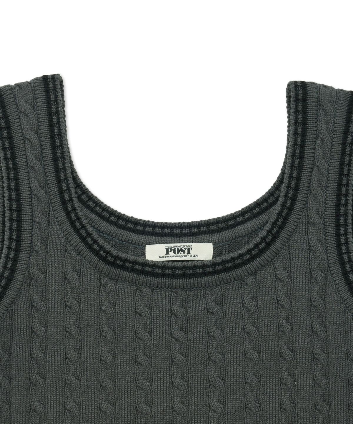 더 새터데이 이브닝 포스트(THE SATURDAY EVENING POST) Cable Knit Sleeveless_Charcoal
