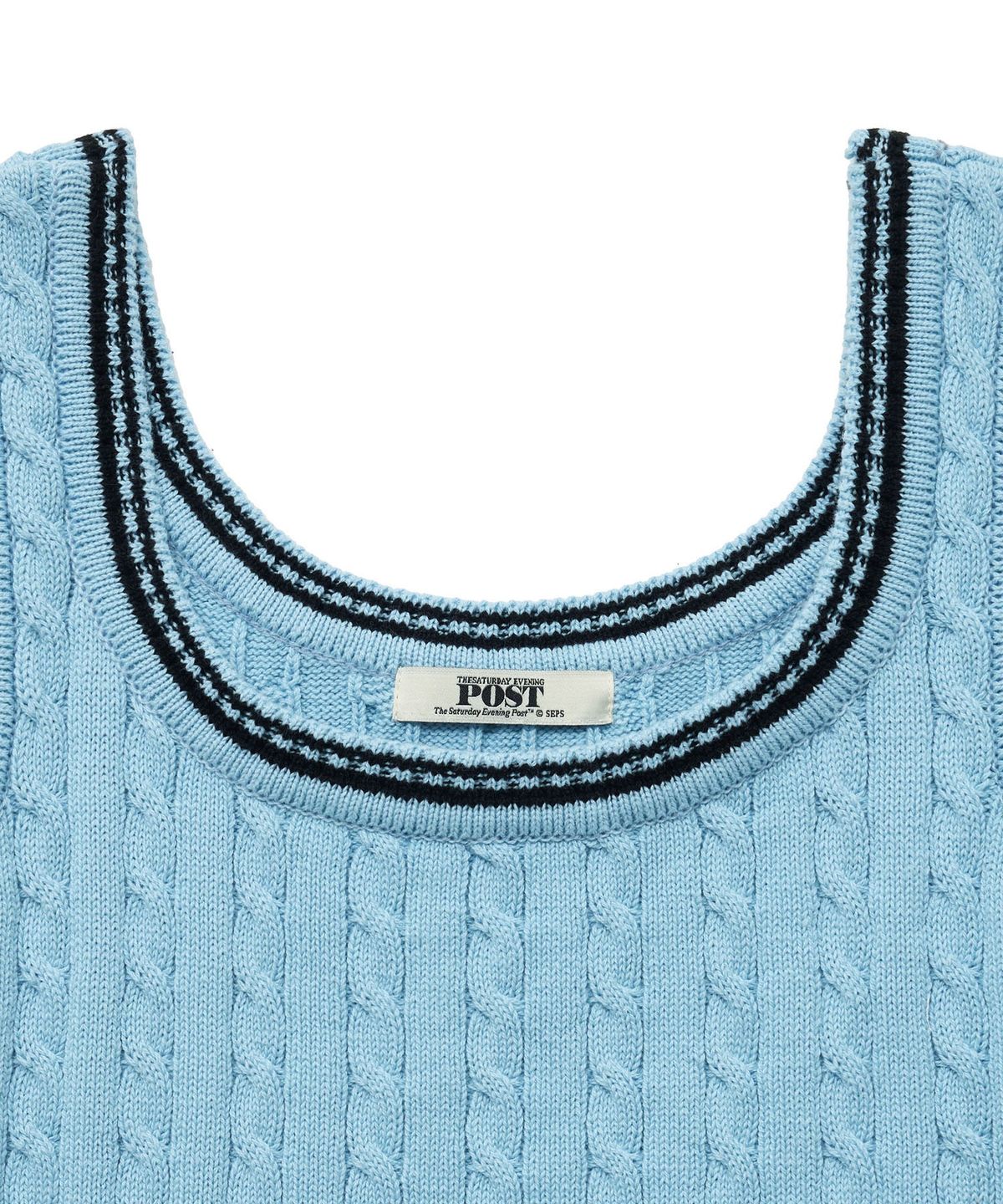 더 새터데이 이브닝 포스트(THE SATURDAY EVENING POST) Cable Knit Sleeveless_Blue