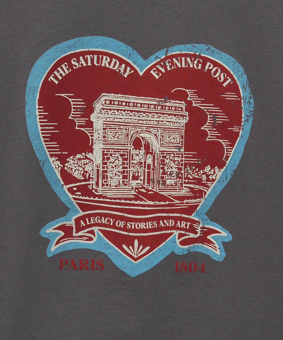더 새터데이 이브닝 포스트(THE SATURDAY EVENING POST) Arch Heart T-Shirt_Charcoal