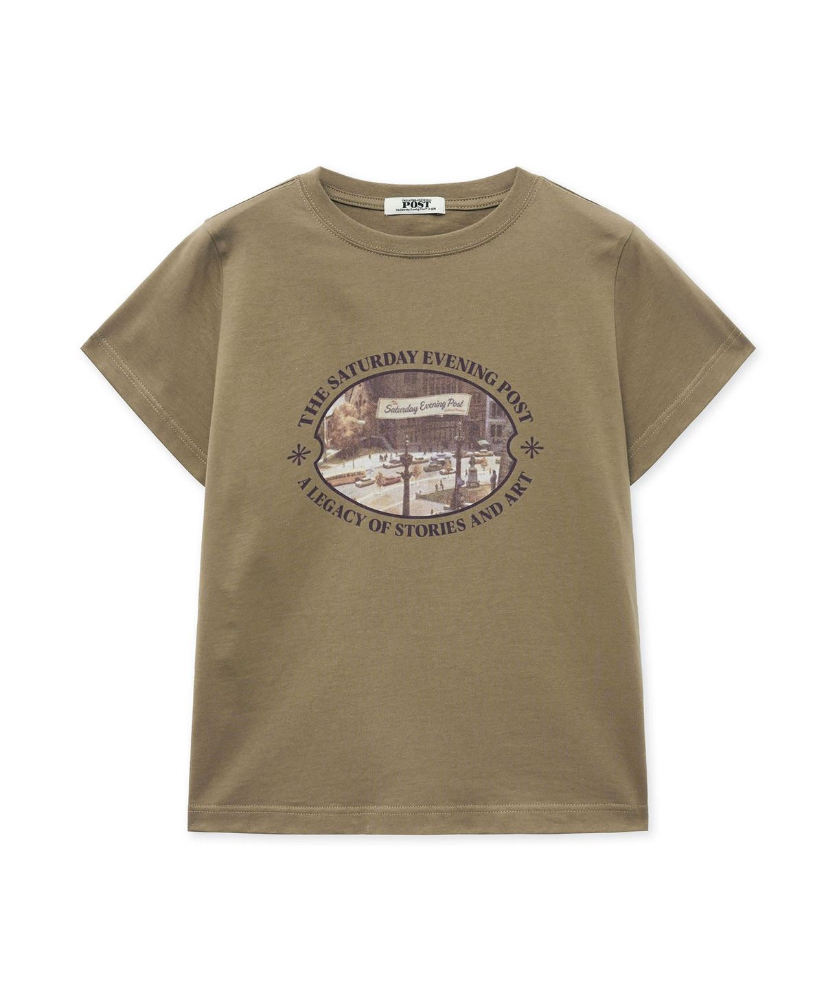 더 새터데이 이브닝 포스트(THE SATURDAY EVENING POST) Oval View T-Shirt_Brown