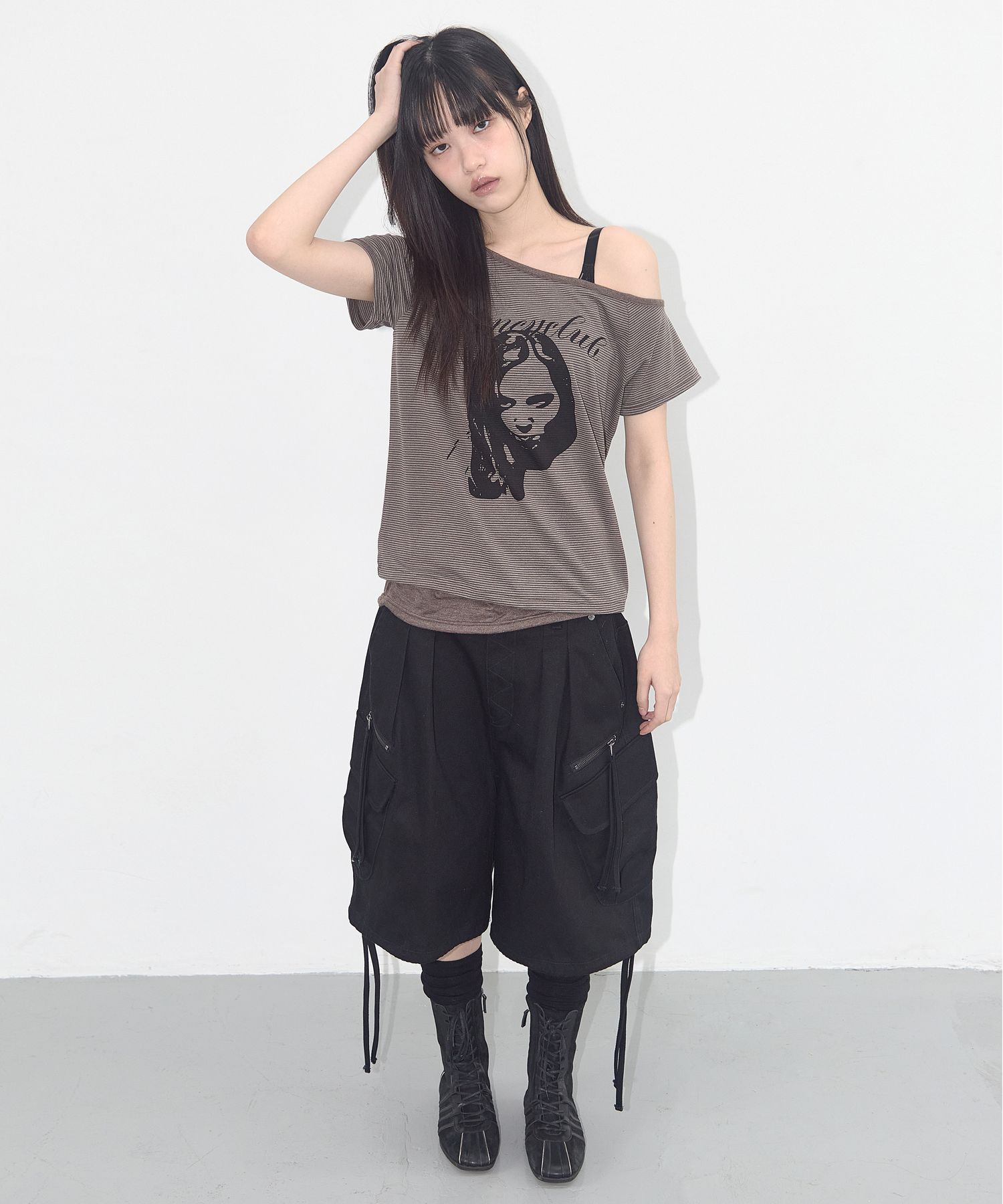 ■FANCY CLUB■ MYSTIC ONE SHOULDER TEE BLACK F25QB107 F25QB1 MUSINSA | FANCY CLUB MYSTIC ONE SHOULDER TEE (BLACK) F25QB107