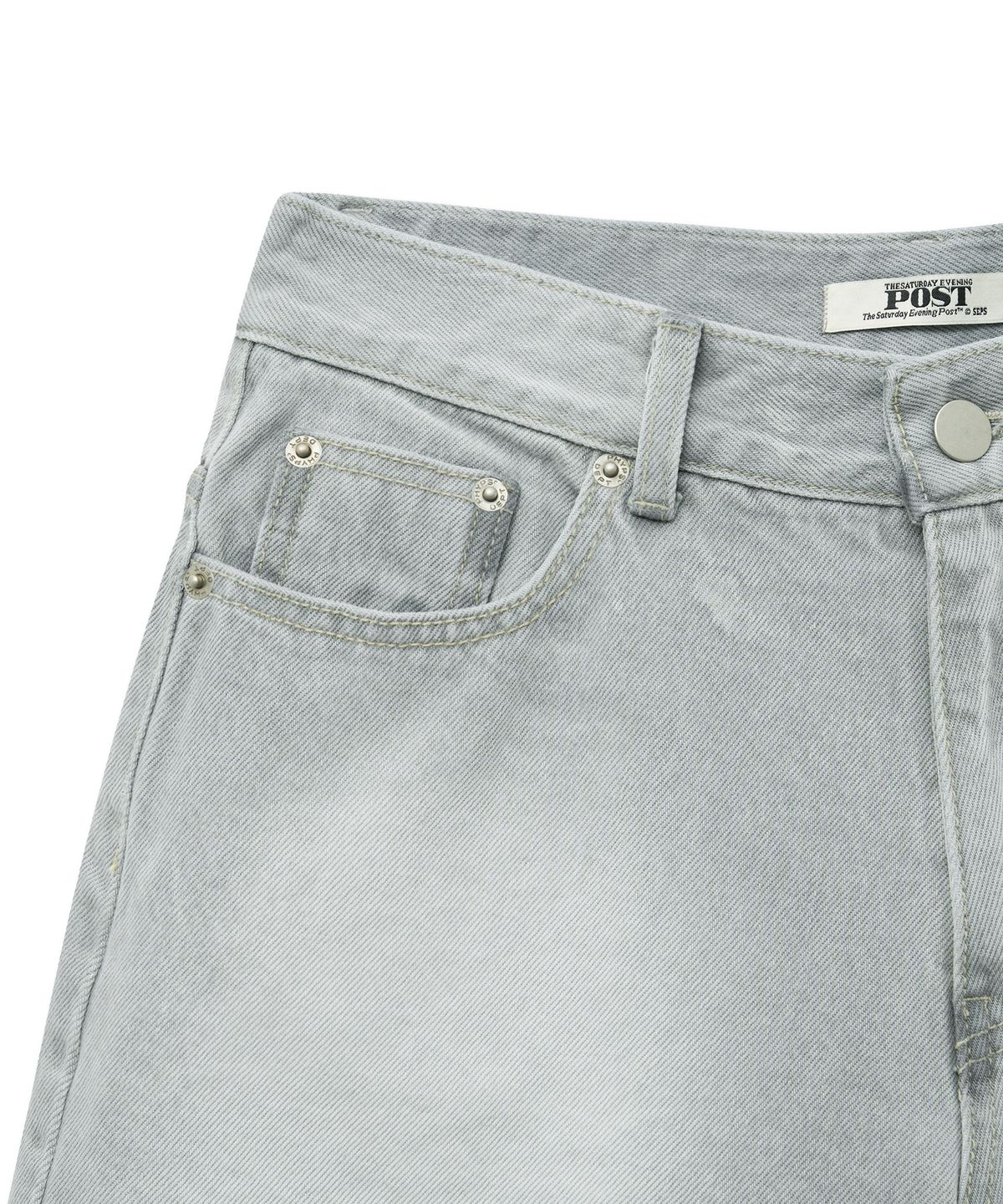 더 새터데이 이브닝 포스트(THE SATURDAY EVENING POST) Pocket Detail Denim Shorts_Gray