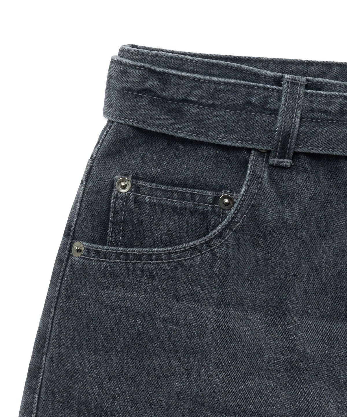 더 새터데이 이브닝 포스트(THE SATURDAY EVENING POST) Balloon Belted Denim Trousers_Gray