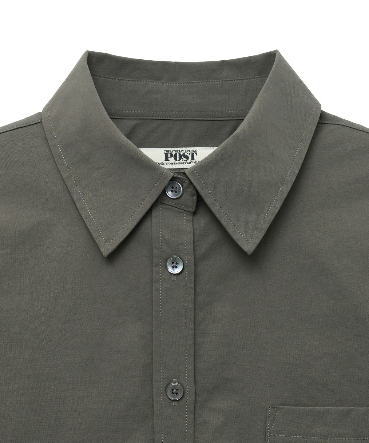 더 새터데이 이브닝 포스트(THE SATURDAY EVENING POST) Basic Crop Shirts_Khaki