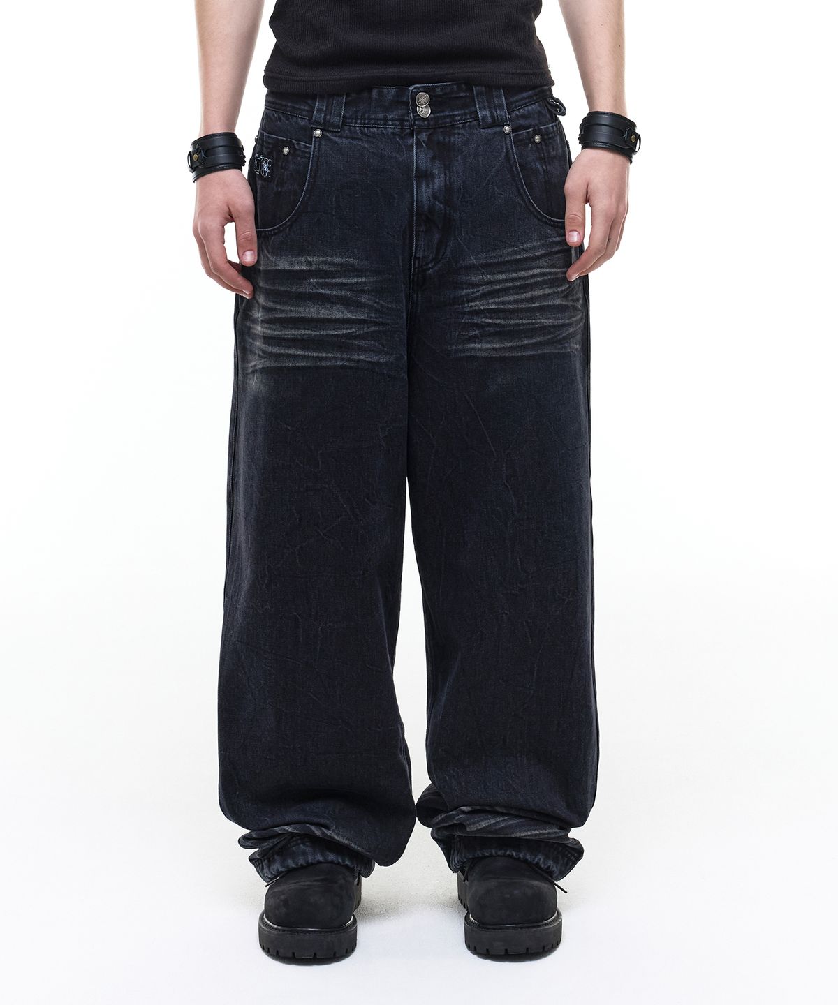 오퍼스 0012(OPUS 0012) Op. 09 PIERCE LIQUID DENIM PANTS BLACK