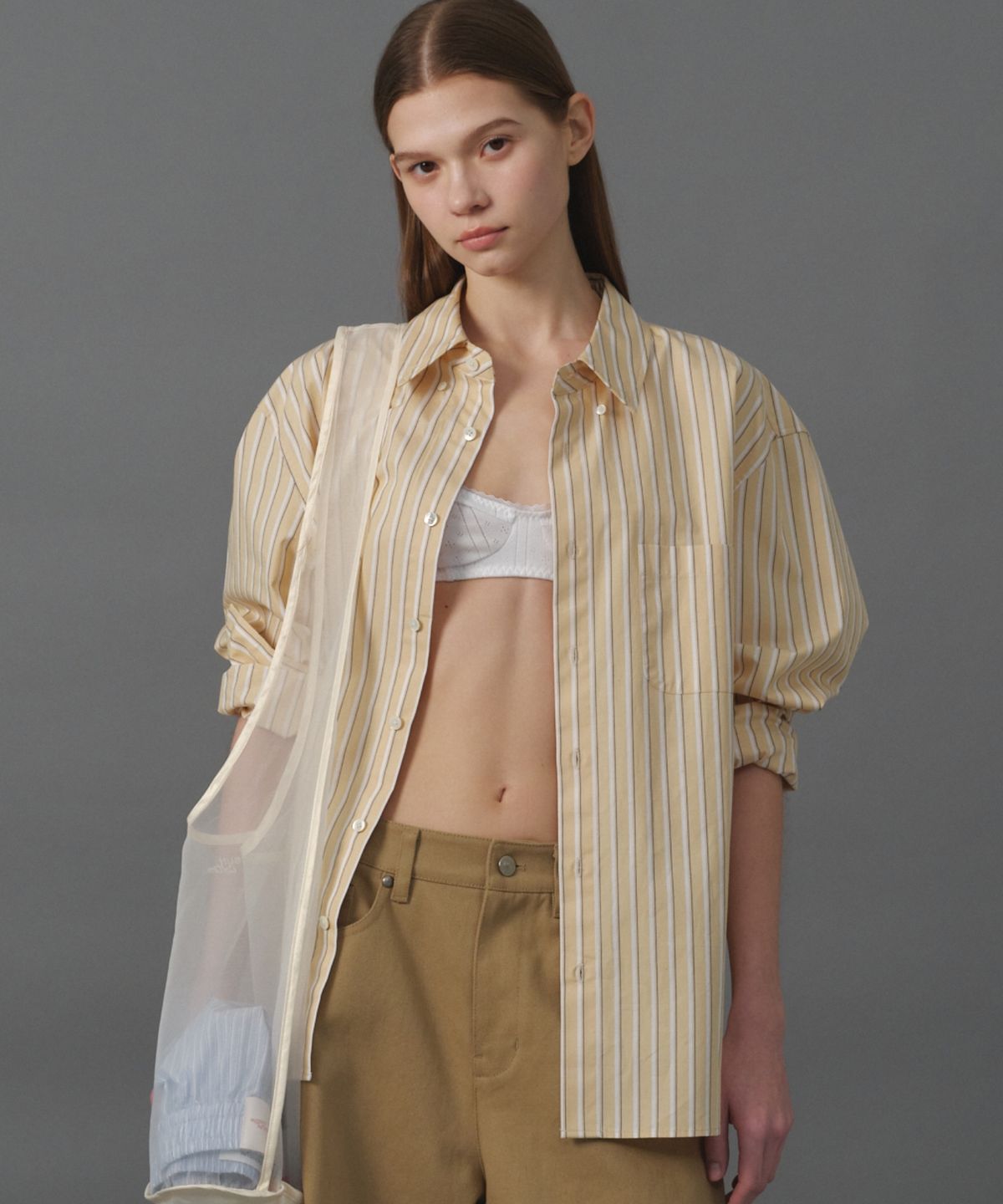 문선 아카이브(MOONSUN ARCHIVE) M.C UNISEX, Classic Shirt / Yellow Stripe