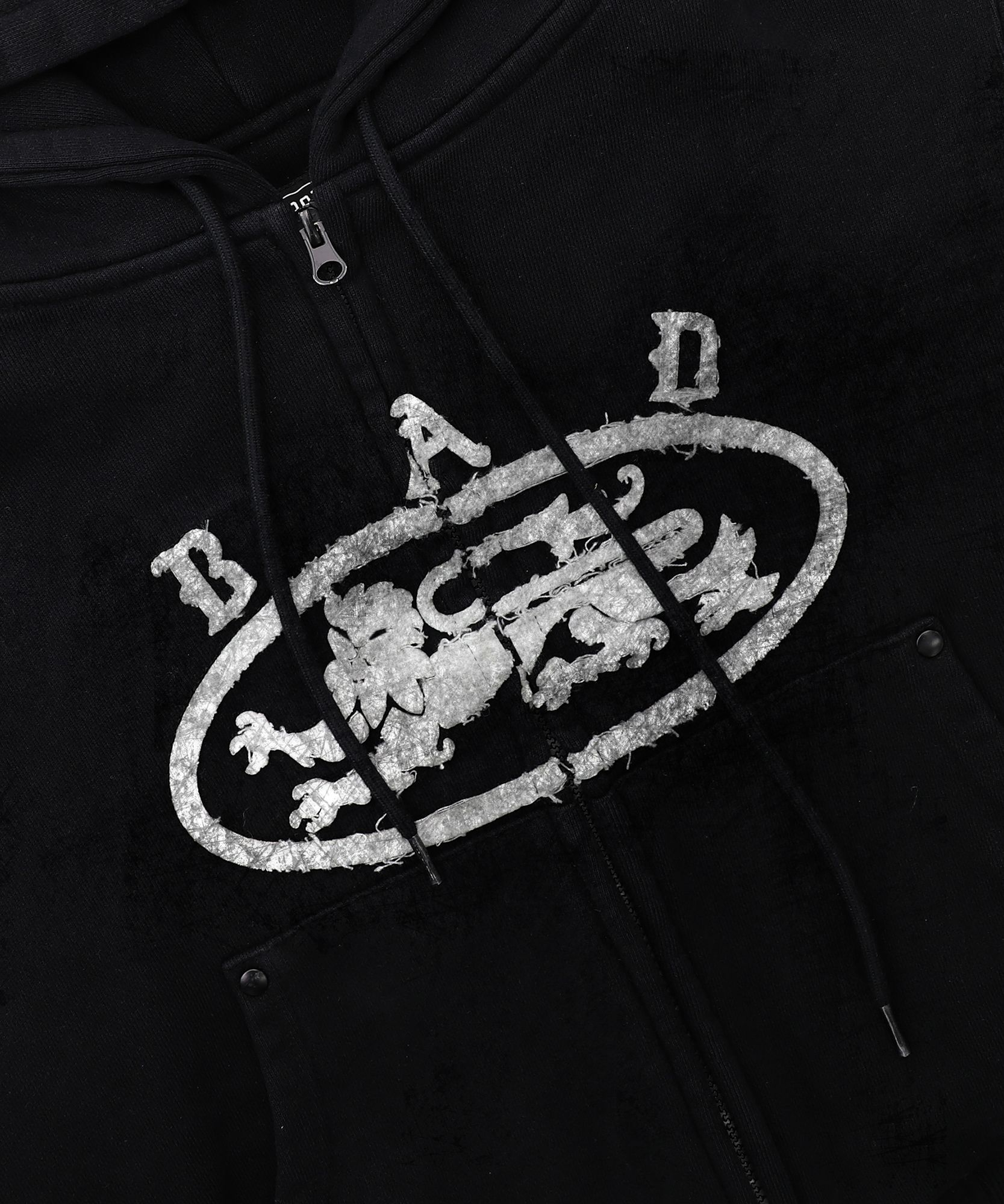 MUSINSA | BADBLOOD Lion Patch Hoodie - Washed Black