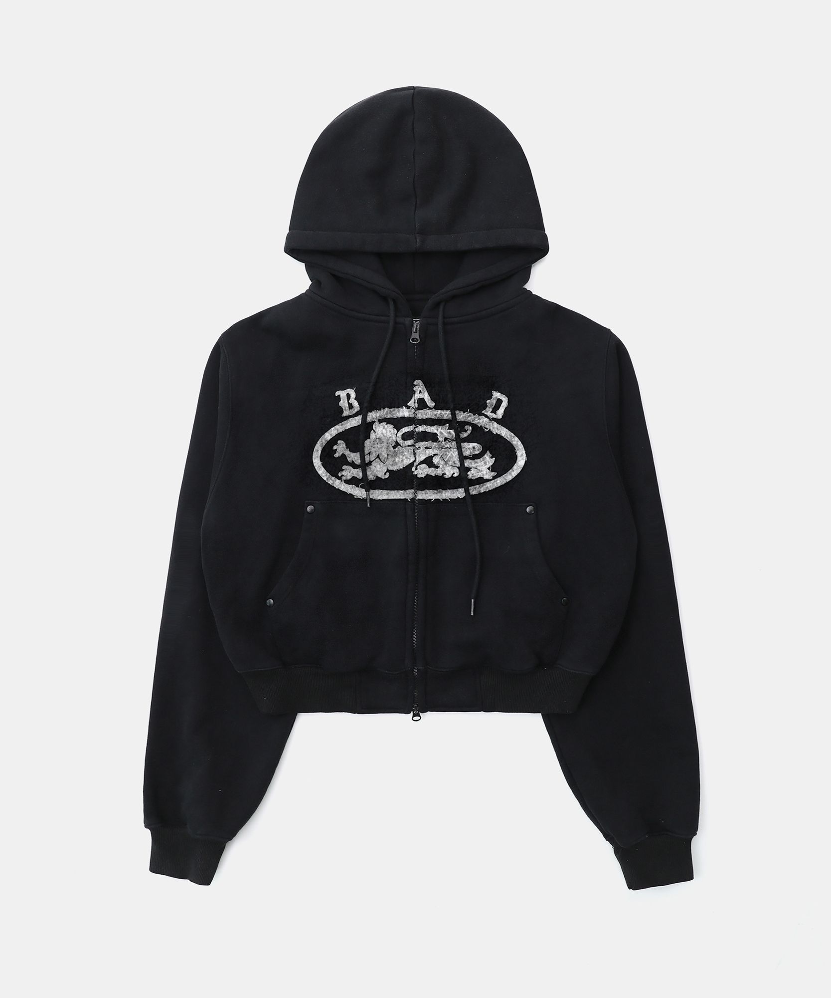 badblood 黒ライオン刺繍パーカー MUSINSA | BADBLOOD Lion Patch Hoodie - Washed Black