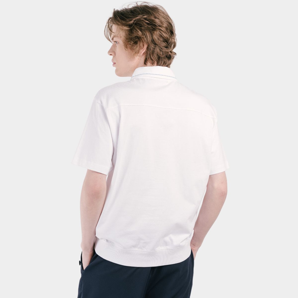 커스텀어스(CUSTOMUS) 프레피 호시디테일 남자 반팔 카라 티셔츠 CXS25MKKT415 WHI